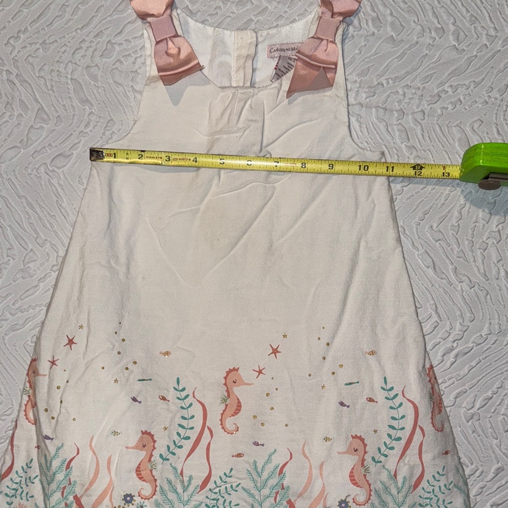 Catherine Malandrino White Dress with Coral and Seahorse Design EUC 3T - Picture 3 of 6